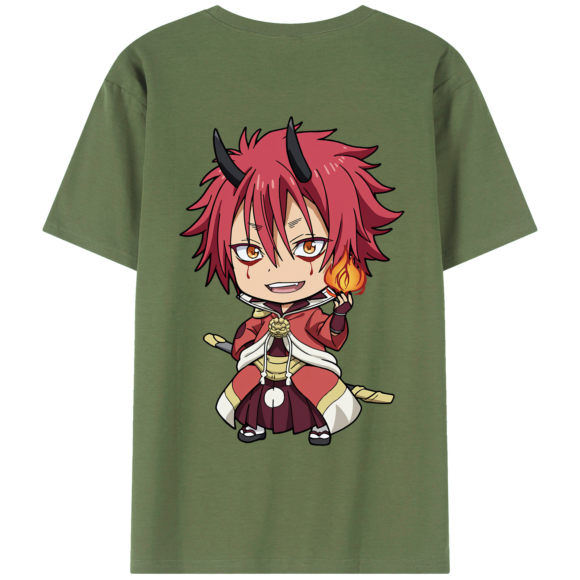 （画像用） 転スラ Regarding Reincarnated to Slime 綿100％ メンズ半袖Tシャツ（バックプリント） 通気性
